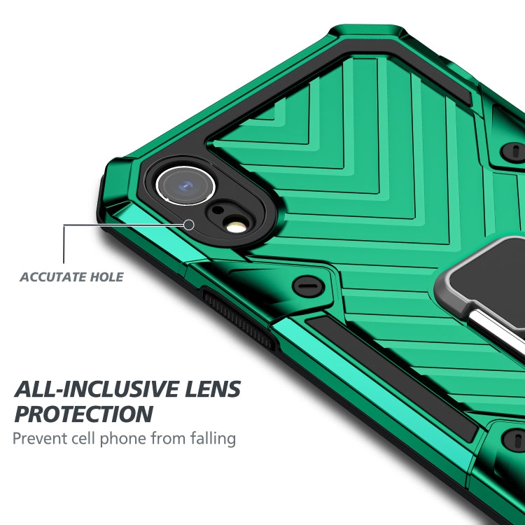 For iPhone XR Cool Armor PC+TPU Shockproof Case with 360 Degree Rotation Ring Holder