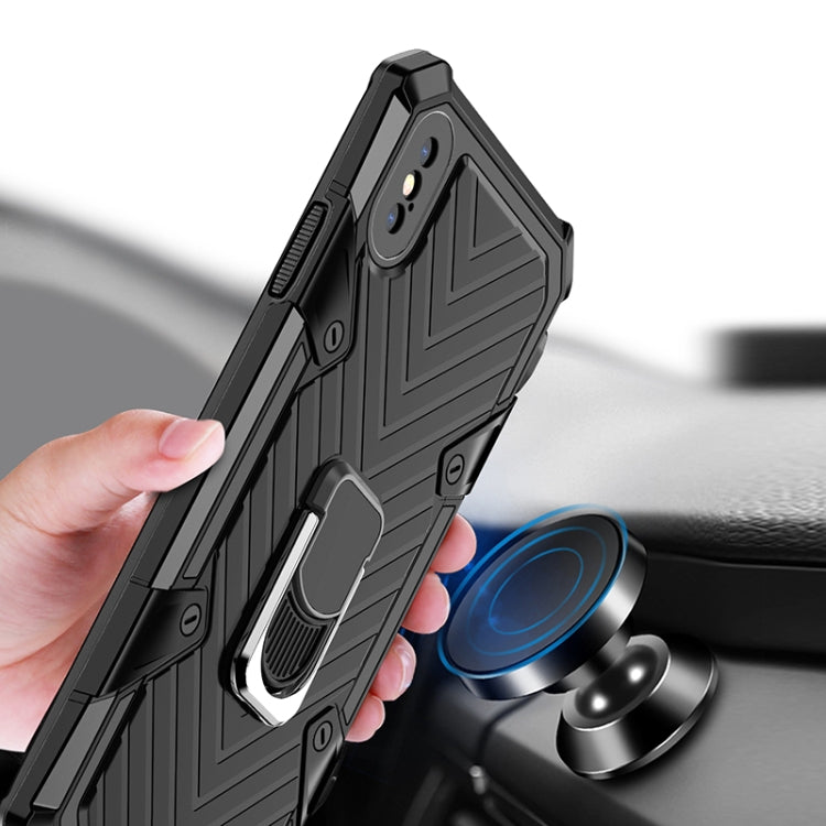 For iPhone XS Max Cool Armor PC+TPU Shockproof Case with 360 Degree Rotation Ring Holder