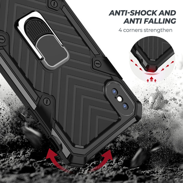 For iPhone XS Max Cool Armor PC+TPU Shockproof Case with 360 Degree Rotation Ring Holder