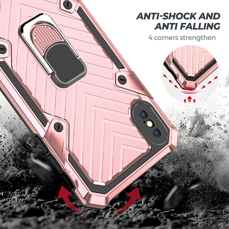 For iPhone XS Max Cool Armor PC+TPU Shockproof Case with 360 Degree Rotation Ring Holder