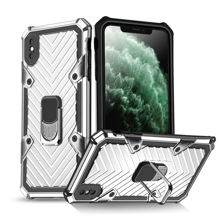 For iPhone XS Max Cool Armor PC+TPU Shockproof Case with 360 Degree Rotation Ring Holder