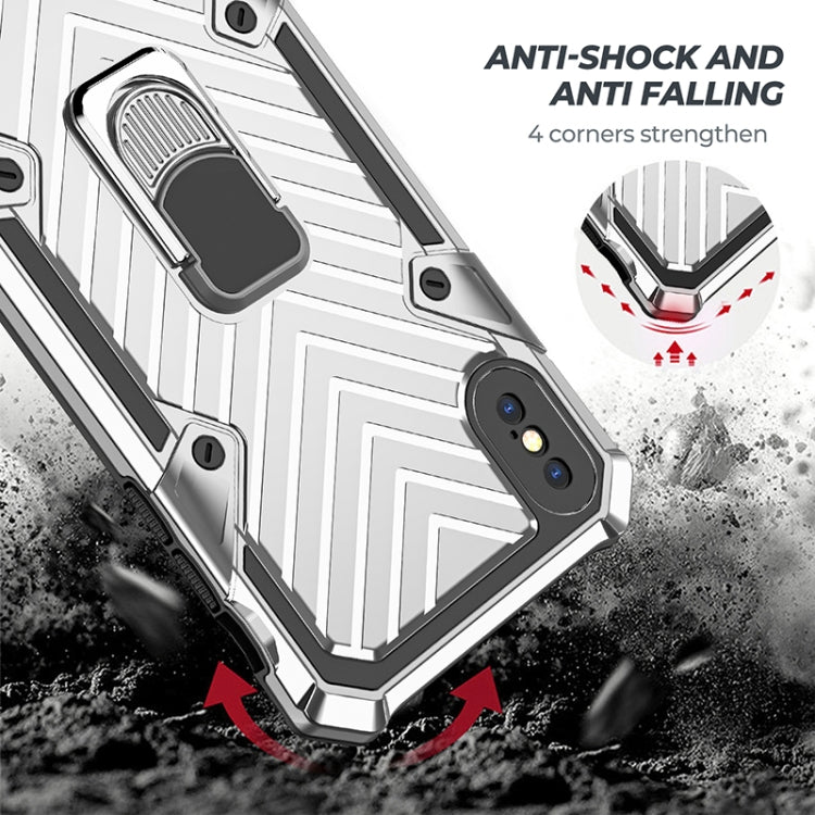 For iPhone XS Max Cool Armor PC+TPU Shockproof Case with 360 Degree Rotation Ring Holder