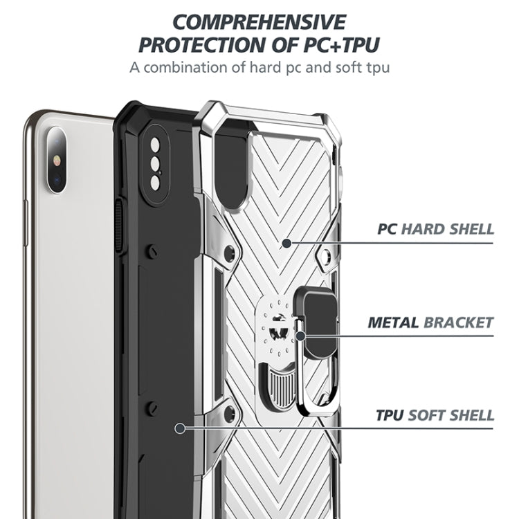 For iPhone XS Max Cool Armor PC+TPU Shockproof Case with 360 Degree Rotation Ring Holder