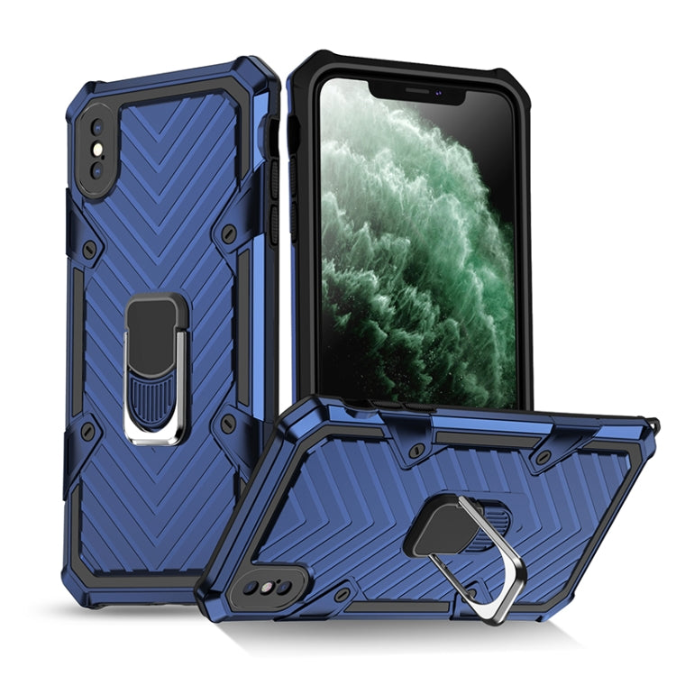 For iPhone XS Max Cool Armor PC+TPU Shockproof Case with 360 Degree Rotation Ring Holder