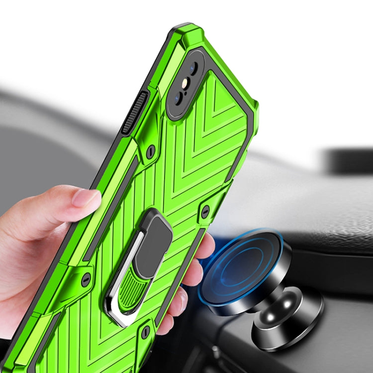 For iPhone XS Max Cool Armor PC+TPU Shockproof Case with 360 Degree Rotation Ring Holder