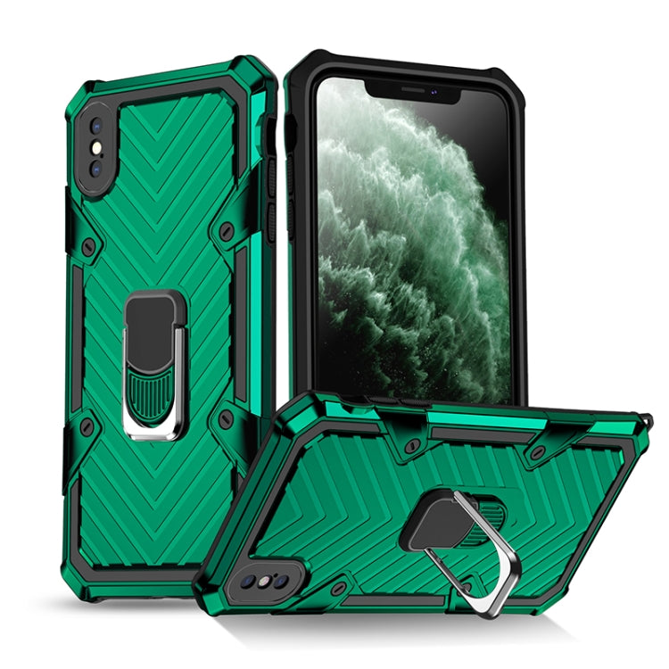 For iPhone XS Max Cool Armor PC+TPU Shockproof Case with 360 Degree Rotation Ring Holder