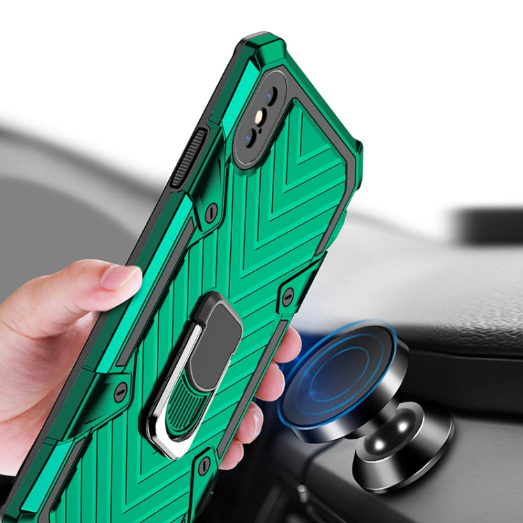 For iPhone XS Max Cool Armor PC+TPU Shockproof Case with 360 Degree Rotation Ring Holder