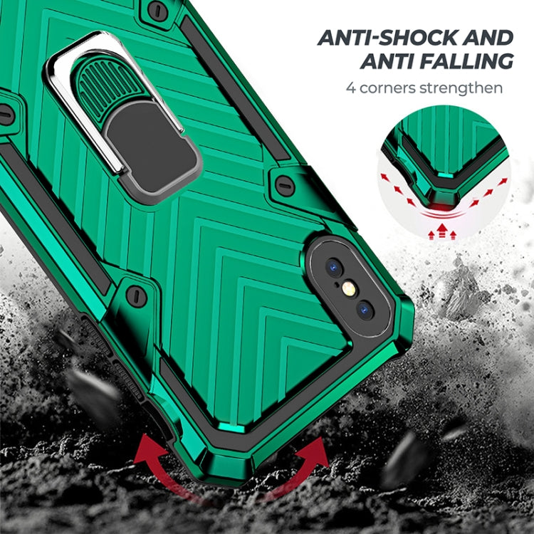For iPhone XS Max Cool Armor PC+TPU Shockproof Case with 360 Degree Rotation Ring Holder
