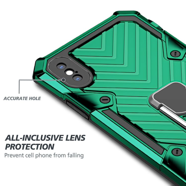 For iPhone XS Max Cool Armor PC+TPU Shockproof Case with 360 Degree Rotation Ring Holder
