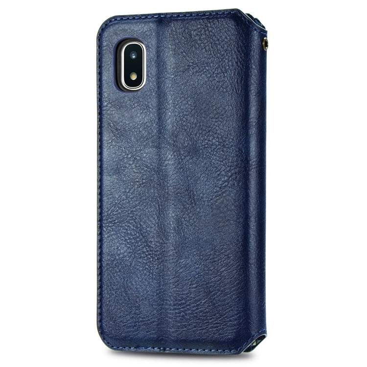 For Samsung Galaxy A20(Japanese Version) Cubic Grid Pressed Horizontal Flip Magnetic Leather Case with Holder & Card Slots & Wallet