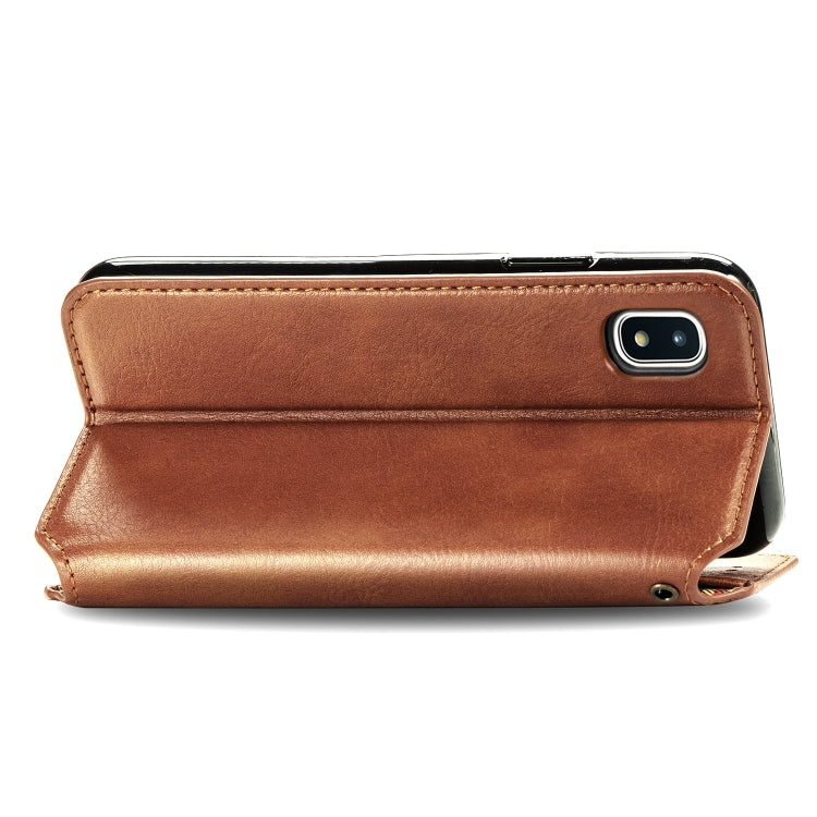 For Samsung Galaxy A20(Japanese Version) Cubic Grid Pressed Horizontal Flip Magnetic Leather Case with Holder & Card Slots & Wallet