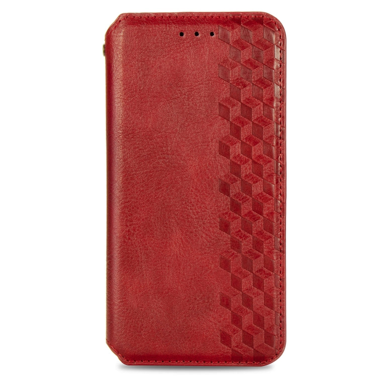 For Samsung Galaxy A20(Japanese Version) Cubic Grid Pressed Horizontal Flip Magnetic Leather Case with Holder & Card Slots & Wallet