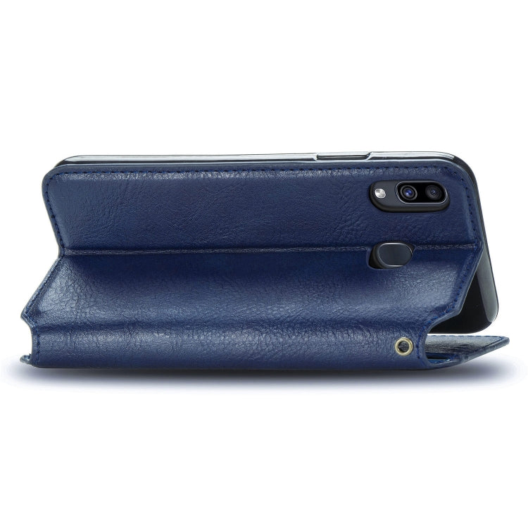 For Samsung Galaxy A30(Japanese Version) Cubic Grid Pressed Horizontal Flip Magnetic Leather Case with Holder & Card Slots & Wallet