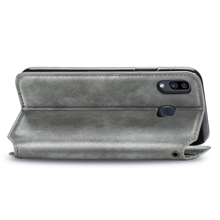 For Samsung Galaxy A30 Cubic Grid Pressed Horizontal Flip Magnetic Leather Case with Holder & Card Slots & Wallet