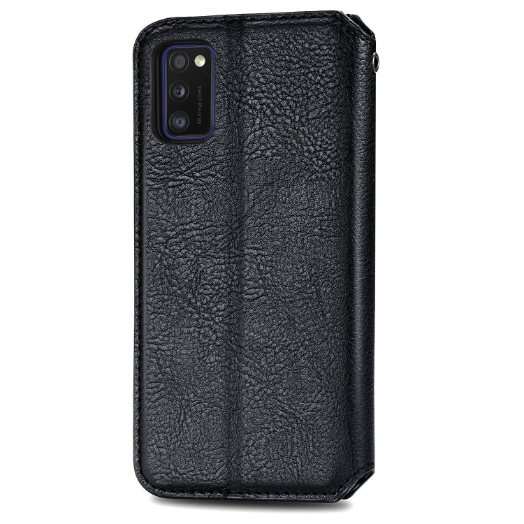 For Samsung Galaxy A41 Cubic Grid Pressed Horizontal Flip Magnetic Leather Case with Holder & Card Slots & Wallet