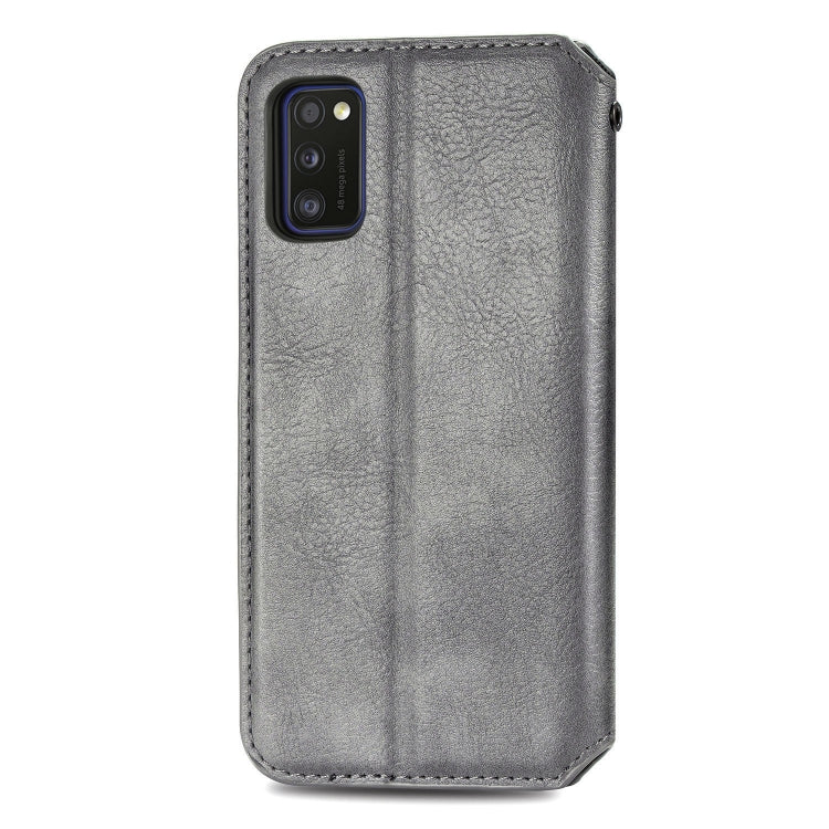 For Samsung Galaxy A41 Cubic Grid Pressed Horizontal Flip Magnetic Leather Case with Holder & Card Slots & Wallet