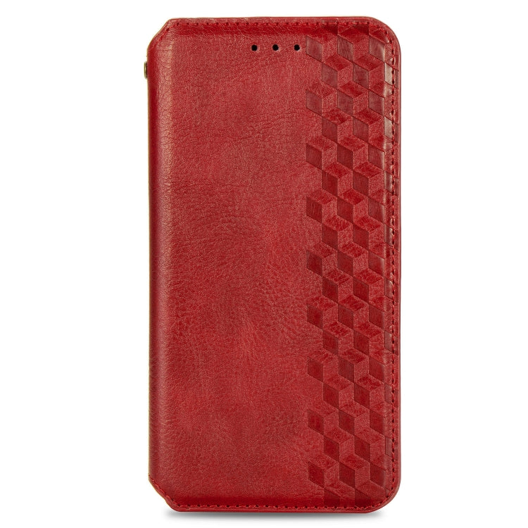 For Samsung Galaxy A41 Cubic Grid Pressed Horizontal Flip Magnetic Leather Case with Holder & Card Slots & Wallet