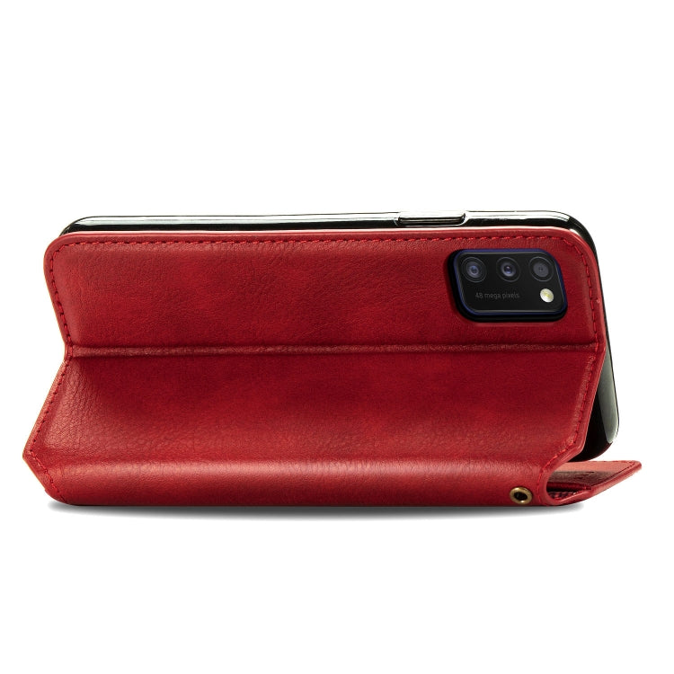 For Samsung Galaxy A41 Cubic Grid Pressed Horizontal Flip Magnetic Leather Case with Holder & Card Slots & Wallet