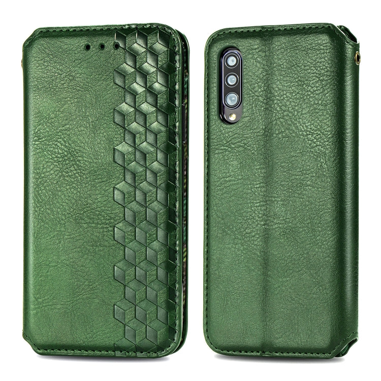 For Samsung Galaxy A50s / A30s / A50 Cubic Grid Pressed Horizontal Flip Magnetic Leather Case with Holder & Card Slots & Wallet