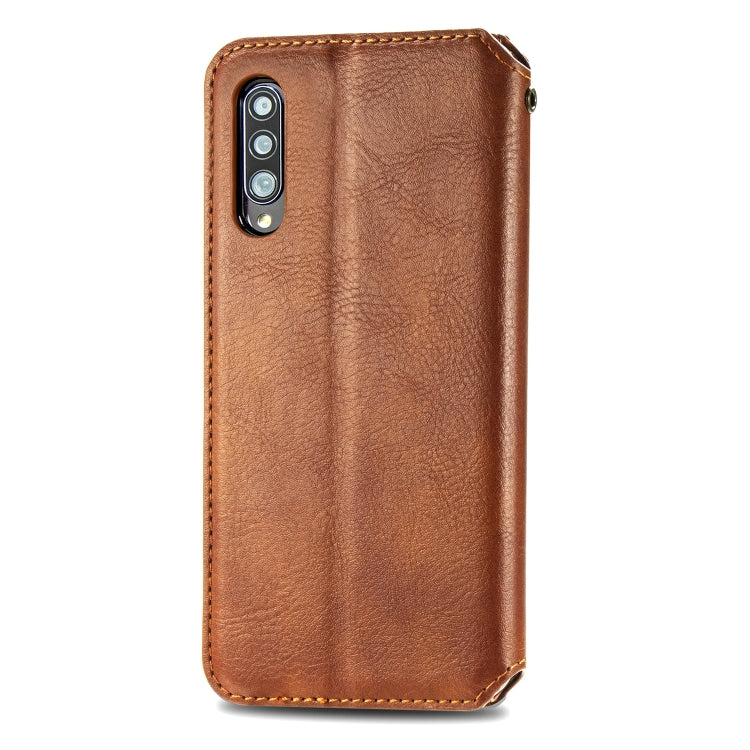 For Samsung Galaxy A50s / A30s / A50 Cubic Grid Pressed Horizontal Flip Magnetic Leather Case with Holder & Card Slots & Wallet