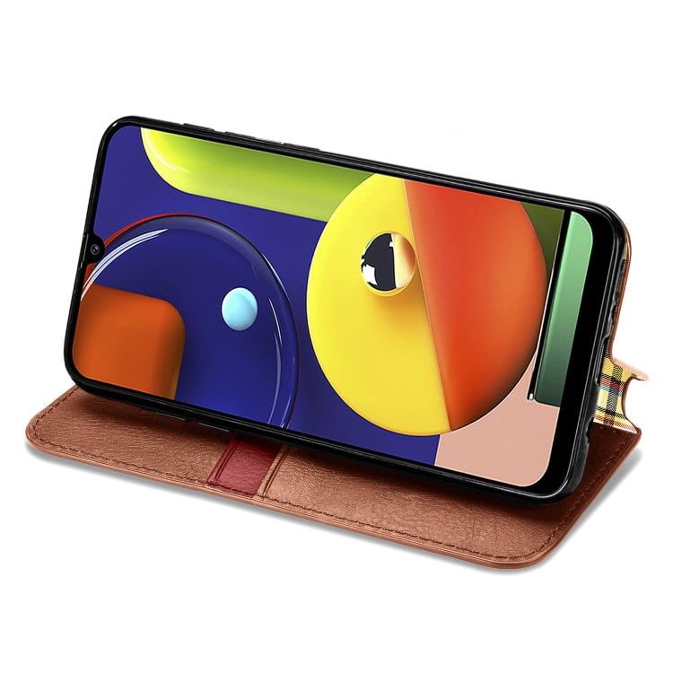 For Samsung Galaxy A50s / A30s / A50 Cubic Grid Pressed Horizontal Flip Magnetic Leather Case with Holder & Card Slots & Wallet