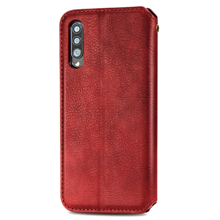 For Samsung Galaxy A50s / A30s / A50 Cubic Grid Pressed Horizontal Flip Magnetic Leather Case with Holder & Card Slots & Wallet