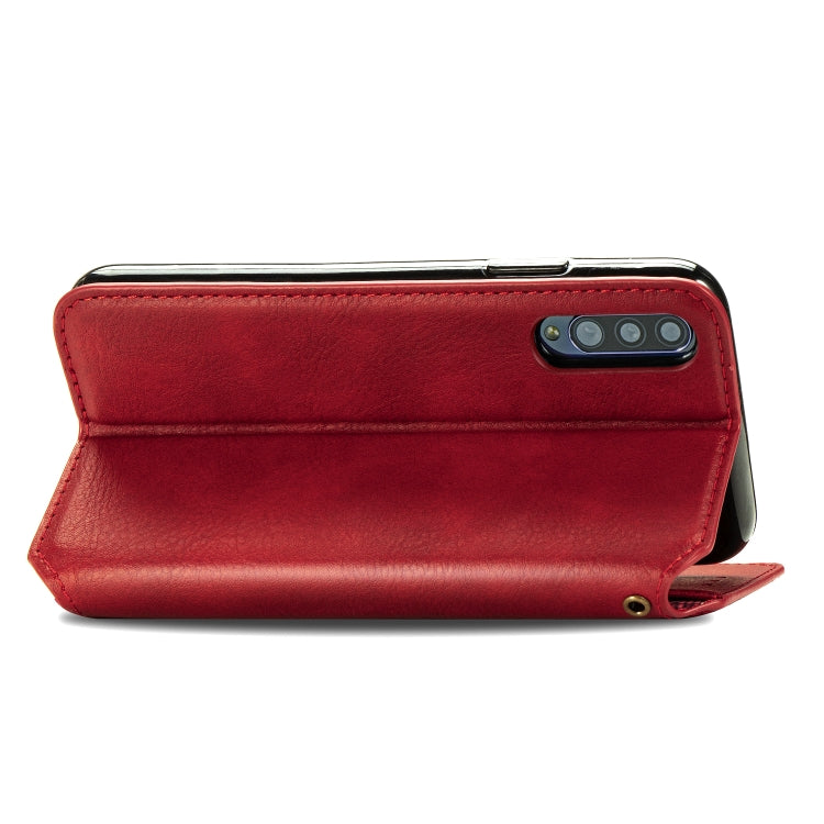 For Samsung Galaxy A50s / A30s / A50 Cubic Grid Pressed Horizontal Flip Magnetic Leather Case with Holder & Card Slots & Wallet