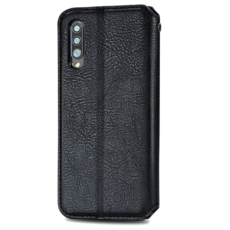 For Samsung Galaxy A70s Cubic Grid Pressed Horizontal Flip Magnetic Leather Case with Holder & Card Slots & Wallet