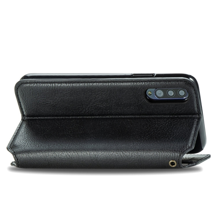 For Samsung Galaxy A70s Cubic Grid Pressed Horizontal Flip Magnetic Leather Case with Holder & Card Slots & Wallet