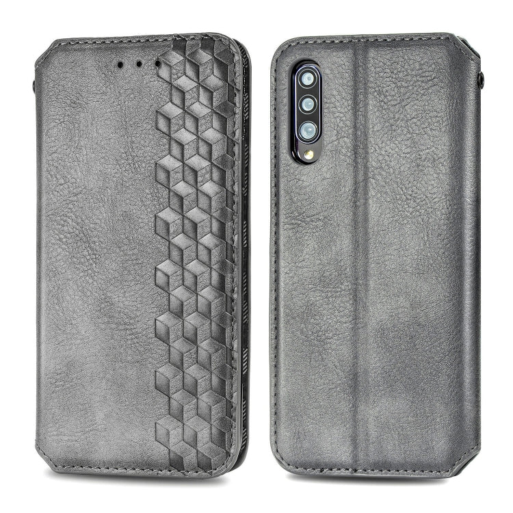 For Samsung Galaxy A70s Cubic Grid Pressed Horizontal Flip Magnetic Leather Case with Holder & Card Slots & Wallet