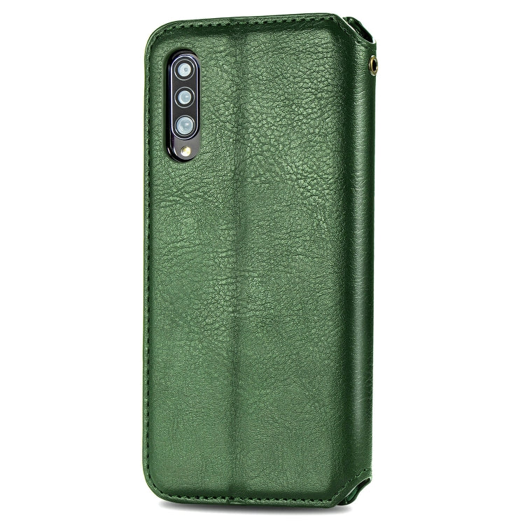 For Samsung Galaxy A70s Cubic Grid Pressed Horizontal Flip Magnetic Leather Case with Holder & Card Slots & Wallet