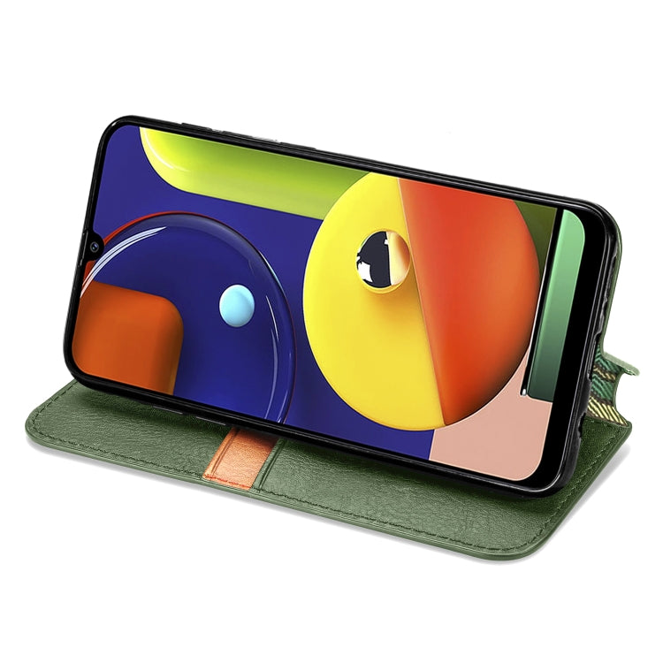 For Samsung Galaxy A70s Cubic Grid Pressed Horizontal Flip Magnetic Leather Case with Holder & Card Slots & Wallet