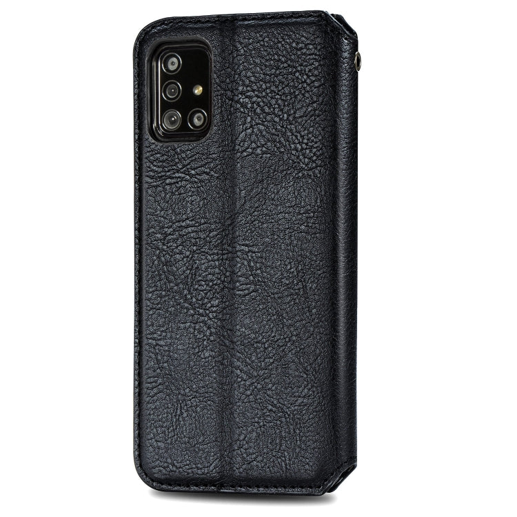 For Samsung Galaxy A71 5G Cubic Grid Pressed Horizontal Flip Magnetic Leather Case with Holder & Card Slots & Wallet