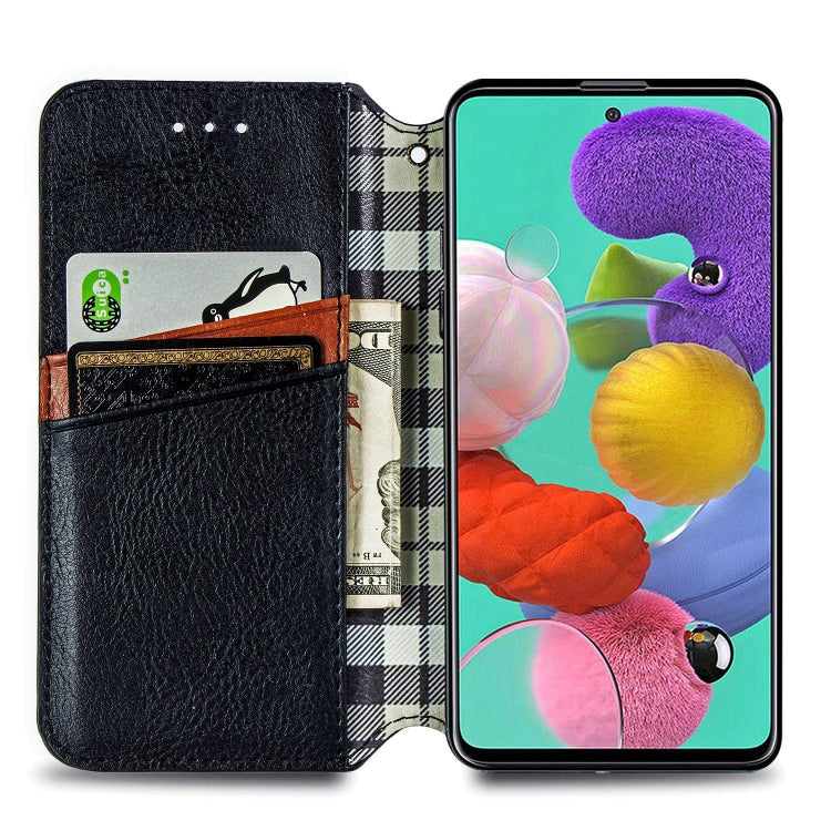 For Samsung Galaxy A71 5G Cubic Grid Pressed Horizontal Flip Magnetic Leather Case with Holder & Card Slots & Wallet