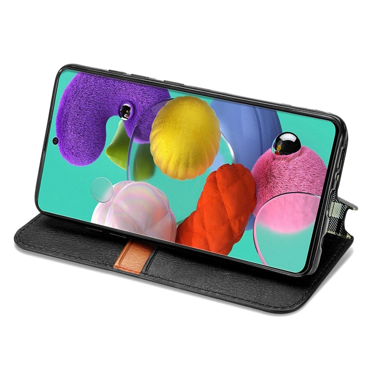 For Samsung Galaxy A71 5G Cubic Grid Pressed Horizontal Flip Magnetic Leather Case with Holder & Card Slots & Wallet