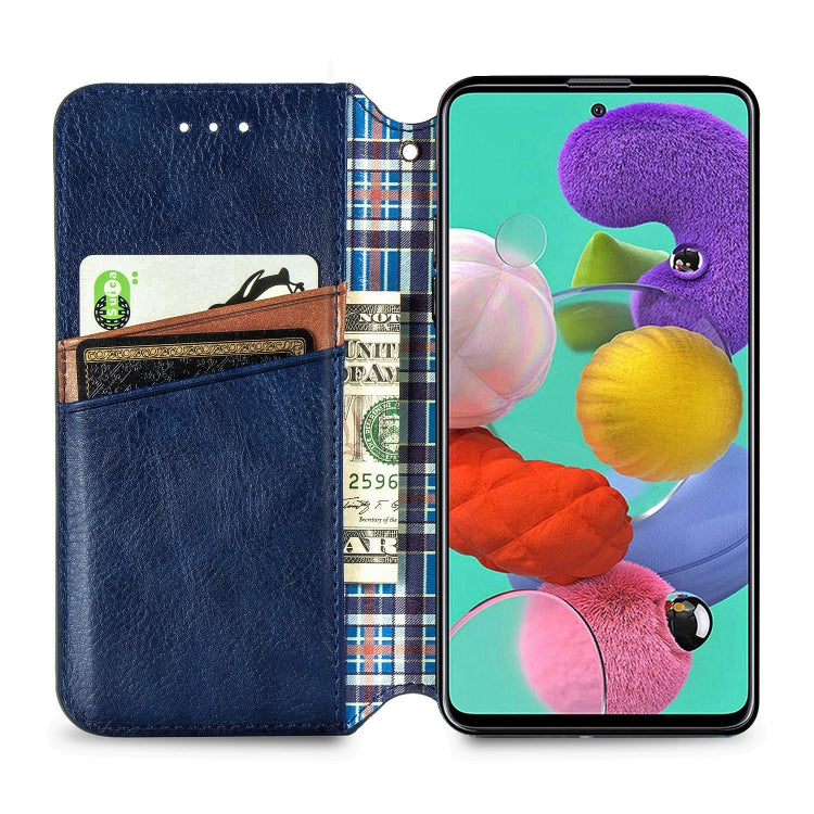 For Samsung Galaxy A71 5G Cubic Grid Pressed Horizontal Flip Magnetic Leather Case with Holder & Card Slots & Wallet