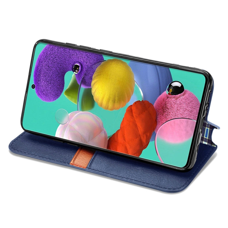 For Samsung Galaxy A71 5G Cubic Grid Pressed Horizontal Flip Magnetic Leather Case with Holder & Card Slots & Wallet
