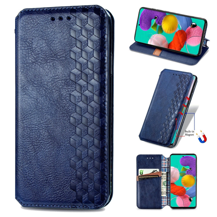 For Samsung Galaxy A71 5G Cubic Grid Pressed Horizontal Flip Magnetic Leather Case with Holder & Card Slots & Wallet