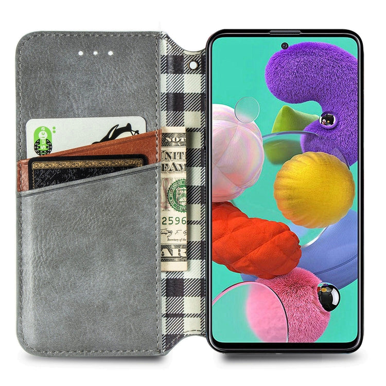 For Samsung Galaxy A71 5G Cubic Grid Pressed Horizontal Flip Magnetic Leather Case with Holder & Card Slots & Wallet