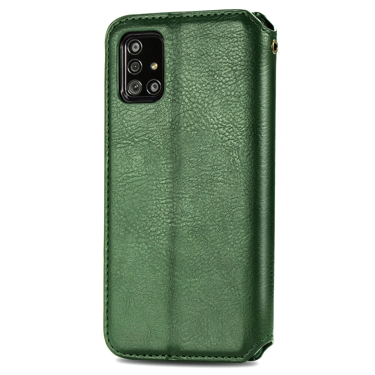 For Samsung Galaxy A71 5G Cubic Grid Pressed Horizontal Flip Magnetic Leather Case with Holder & Card Slots & Wallet