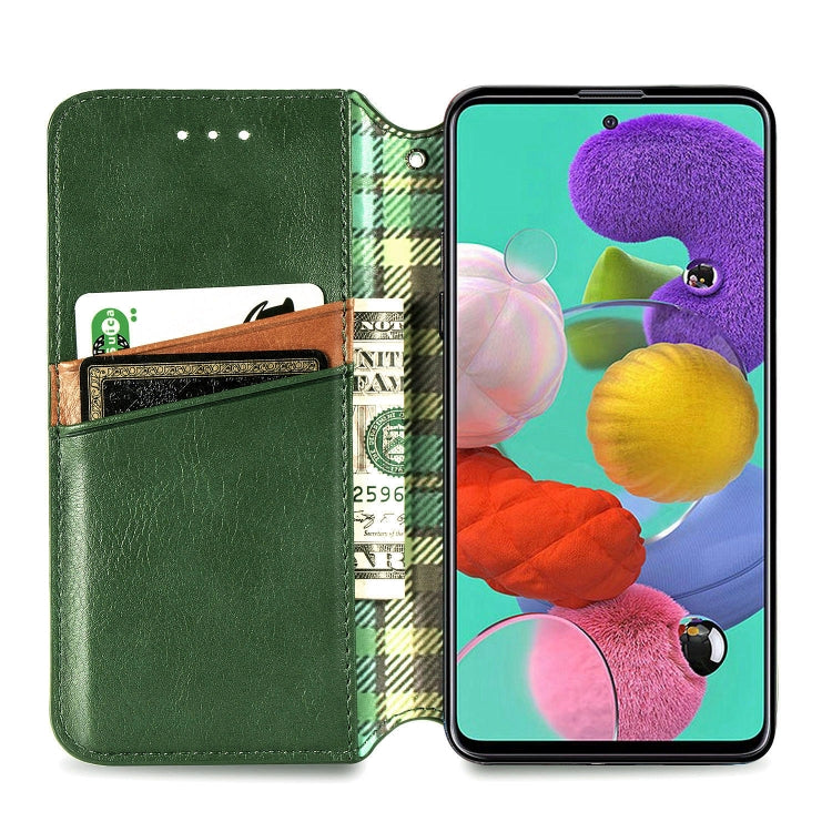 For Samsung Galaxy A71 5G Cubic Grid Pressed Horizontal Flip Magnetic Leather Case with Holder & Card Slots & Wallet