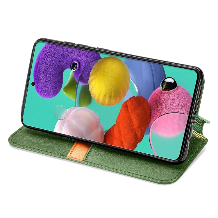 For Samsung Galaxy A71 5G Cubic Grid Pressed Horizontal Flip Magnetic Leather Case with Holder & Card Slots & Wallet