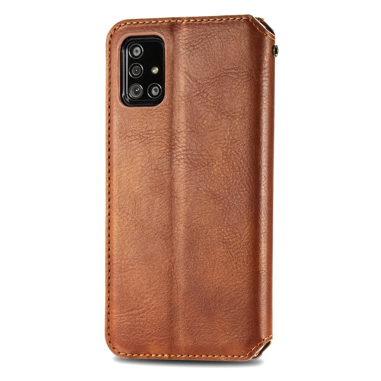 For Samsung Galaxy A71 5G Cubic Grid Pressed Horizontal Flip Magnetic Leather Case with Holder & Card Slots & Wallet