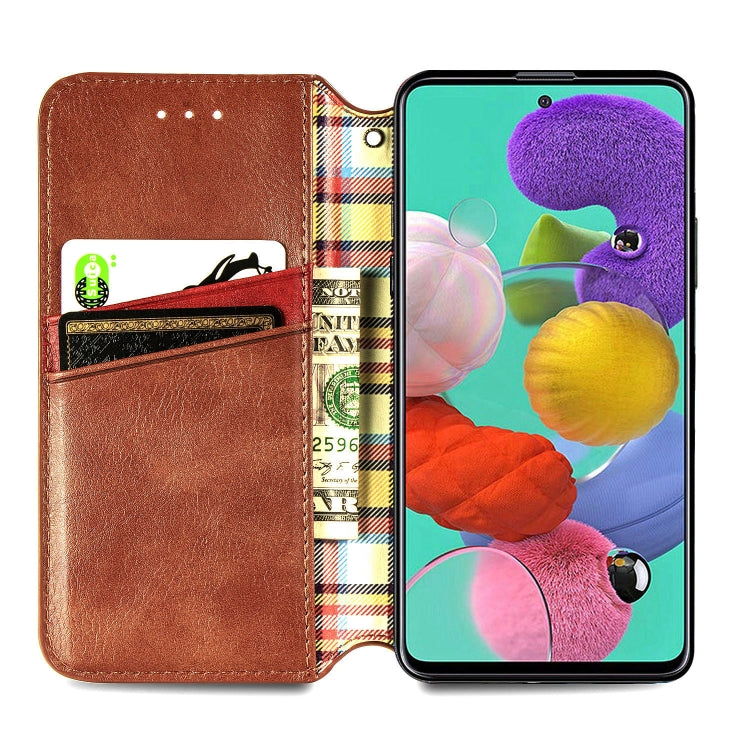 For Samsung Galaxy A71 5G Cubic Grid Pressed Horizontal Flip Magnetic Leather Case with Holder & Card Slots & Wallet