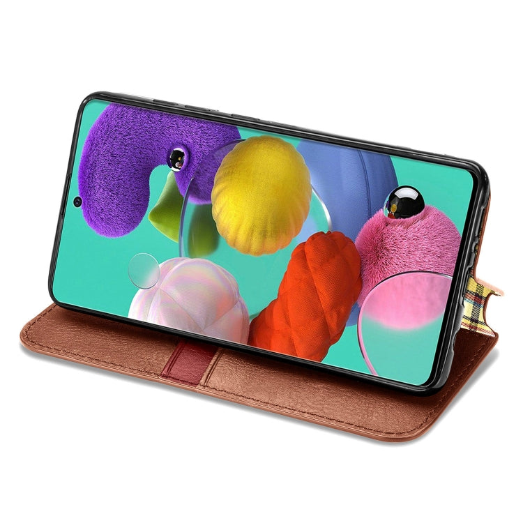 For Samsung Galaxy A71 5G Cubic Grid Pressed Horizontal Flip Magnetic Leather Case with Holder & Card Slots & Wallet