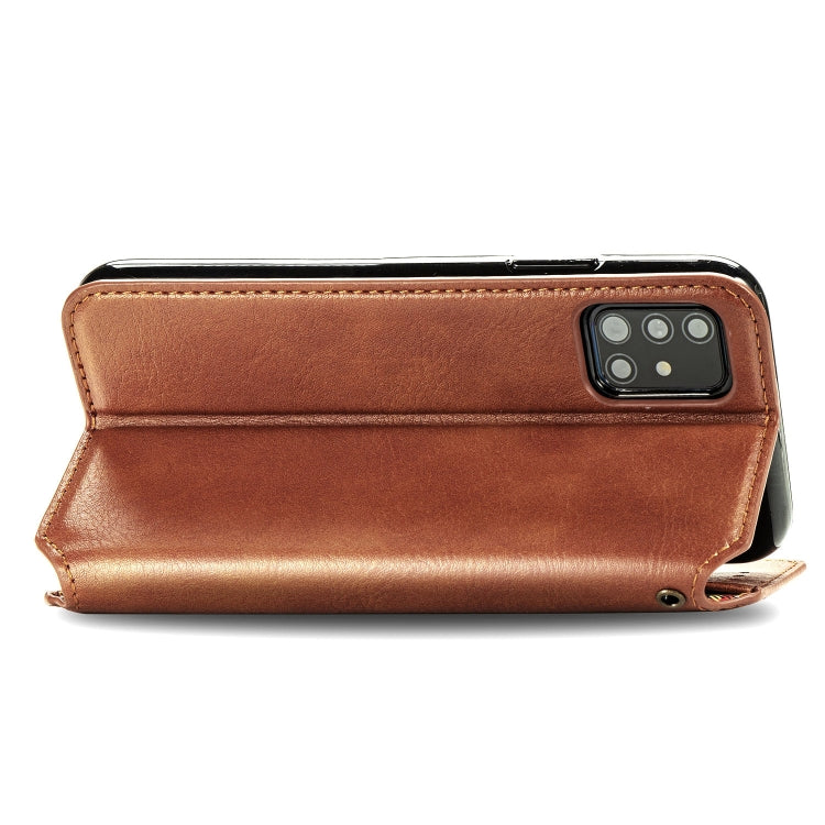 For Samsung Galaxy A71 5G Cubic Grid Pressed Horizontal Flip Magnetic Leather Case with Holder & Card Slots & Wallet
