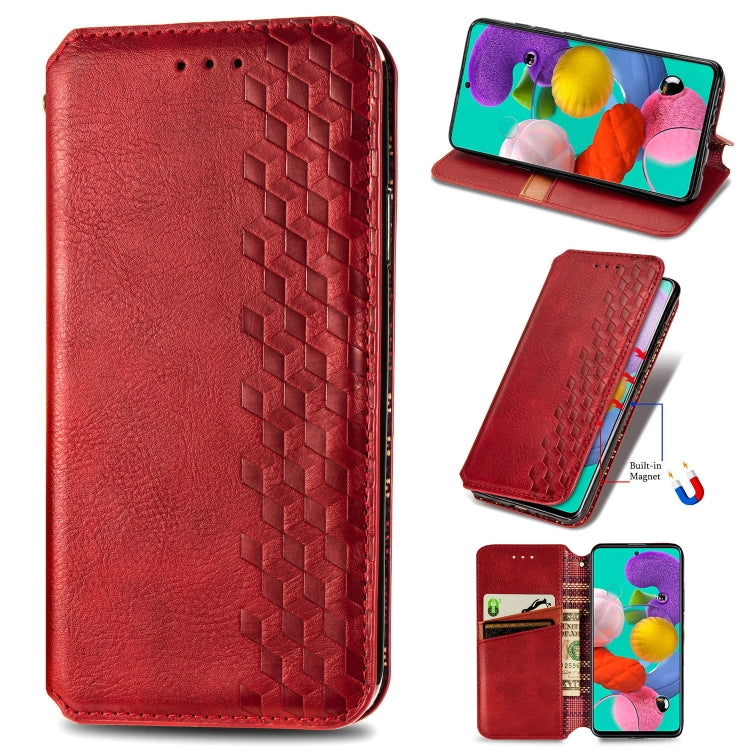 For Samsung Galaxy A71 5G Cubic Grid Pressed Horizontal Flip Magnetic Leather Case with Holder & Card Slots & Wallet