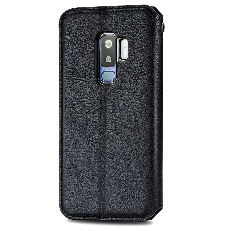 For Samsung Galaxy S9 Plus Cubic Grid Pressed Horizontal Flip Magnetic Leather Case with Holder & Card Slots & Wallet