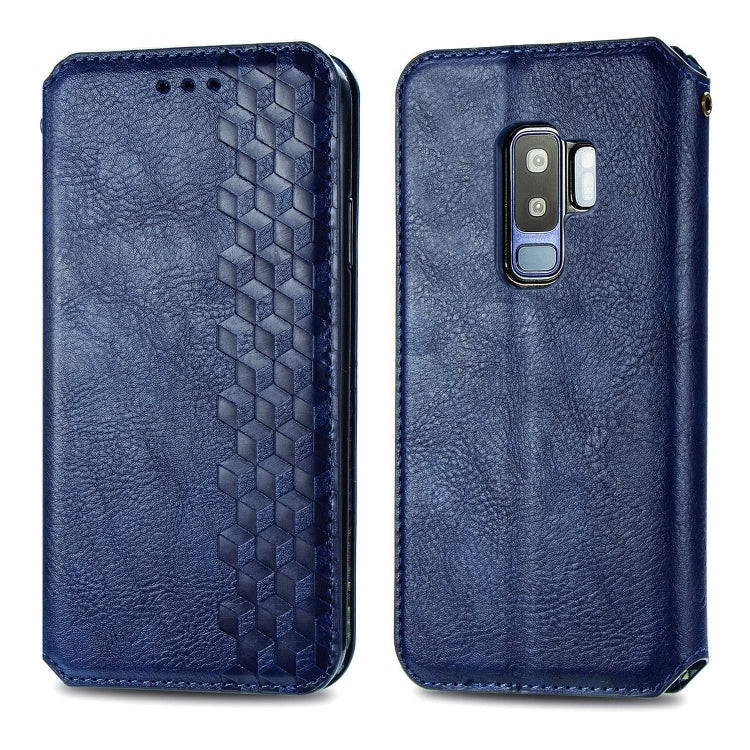 For Samsung Galaxy S9 Plus Cubic Grid Pressed Horizontal Flip Magnetic Leather Case with Holder & Card Slots & Wallet
