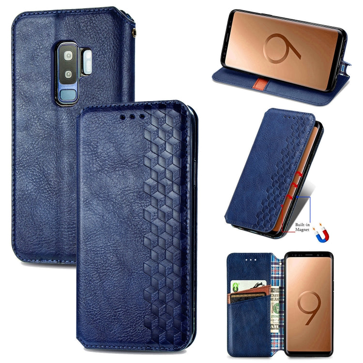 For Samsung Galaxy S9 Plus Cubic Grid Pressed Horizontal Flip Magnetic Leather Case with Holder & Card Slots & Wallet